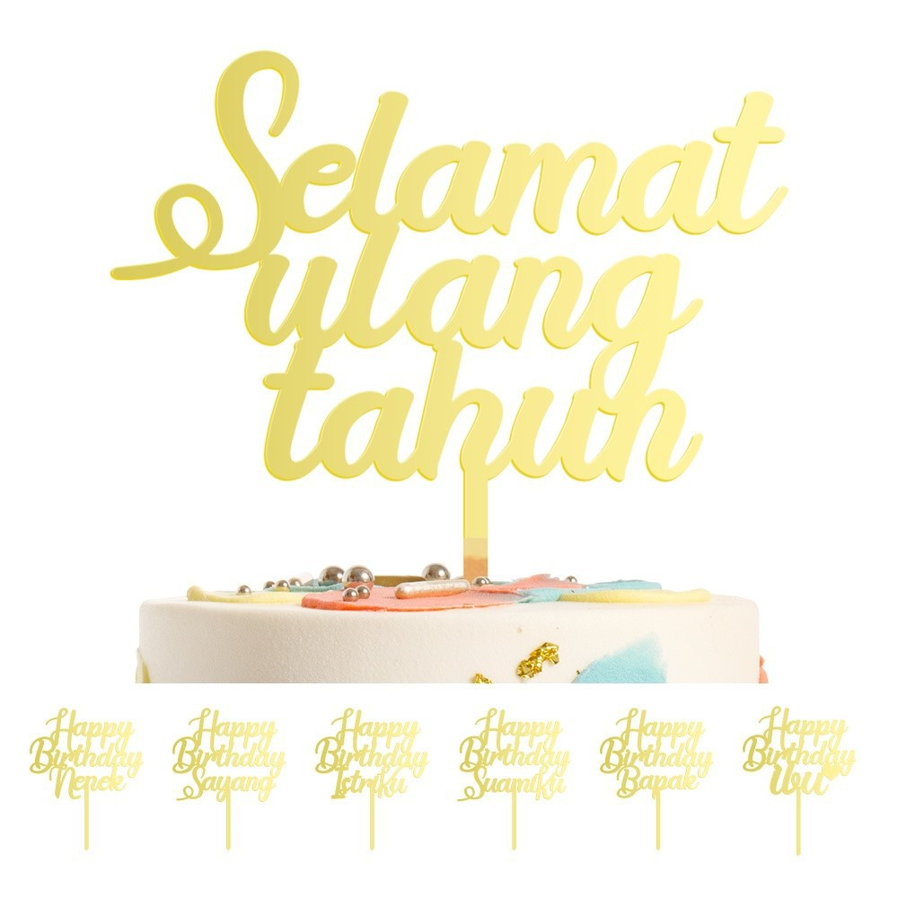 Partyhouse.medan Cake Topper Happy Birthday Mama / Oppa /Topper Kue Family