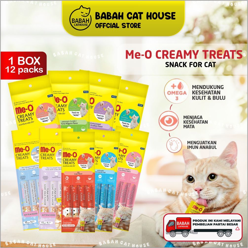 MEO CREAMY 1 BOX 12 Packs Snack Kucing Makanan Ringan Anak Kitten Adult Cemilan Camilan Cat Treats T