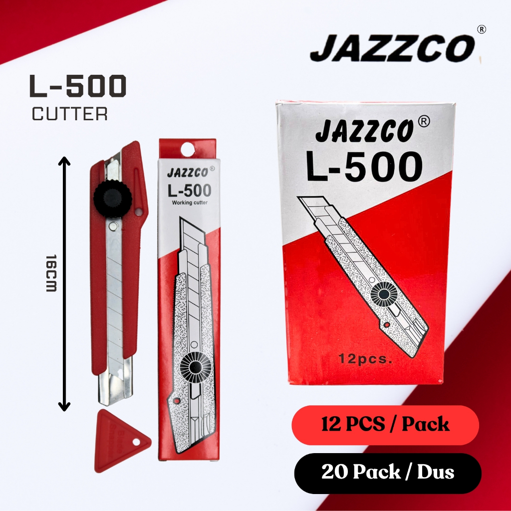 

Grosir 1 Dus (240 Pcs) JAZZCO Cutter Besar L-500 / Pemotong Kertas Kardus Serbaguna / Cutter Blade JAZZCO L-500 Murah