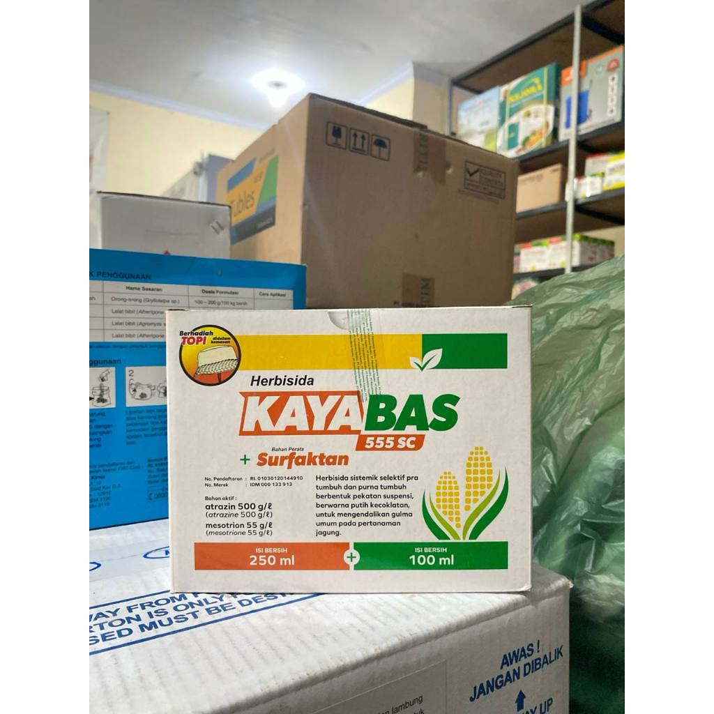 KAYABAS 555 SC + SURFAKTAN HERBISIDA 250ML  ( Atrazin 500 g/l + Mesotrion 55 g/l )