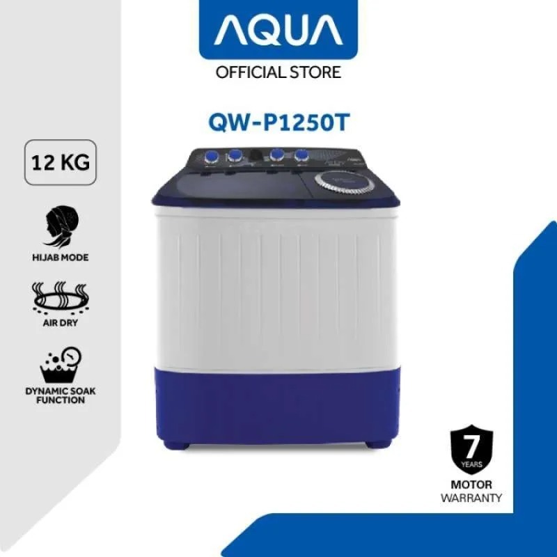 MESIN CUCI AQUA QW P1250T / AQUA JAPAN MESIN CUCI TWIN TUB QW P1250T [12KG]
