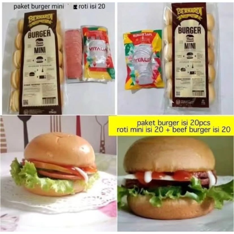 

Paket Roti Burger Bernardi Mini & Smoke Beef Daging Sapi isi 20