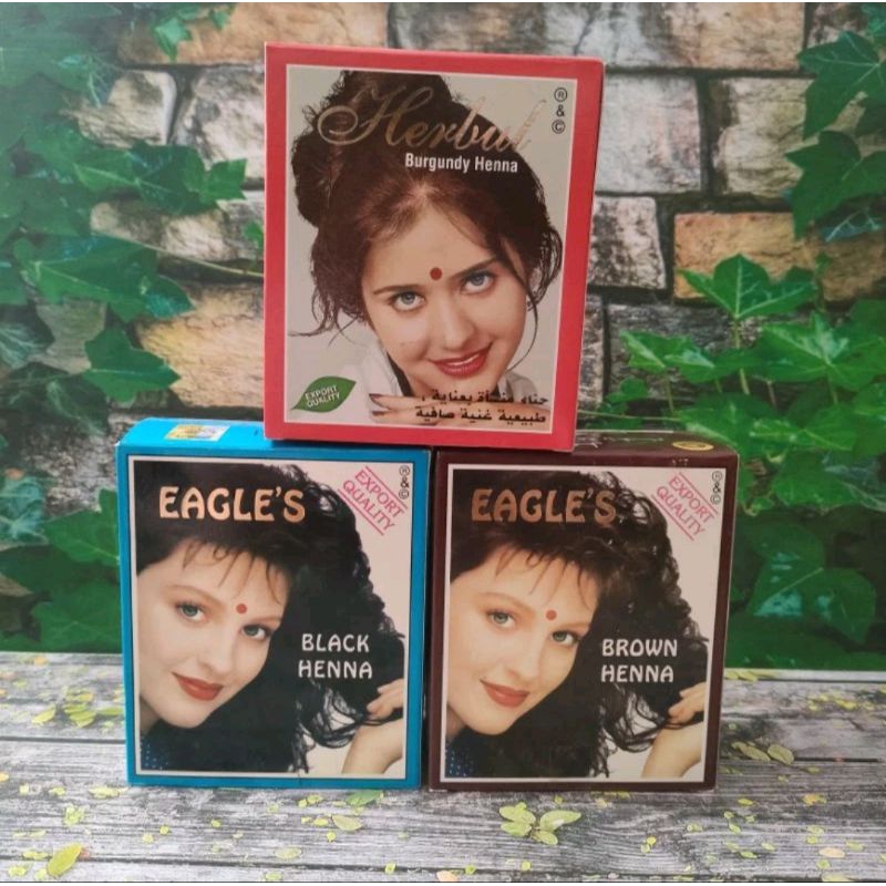 EAGLE'S Henna Rambut/Kuku | Black Henna | Brown Henna | Burgundy Henna 10g