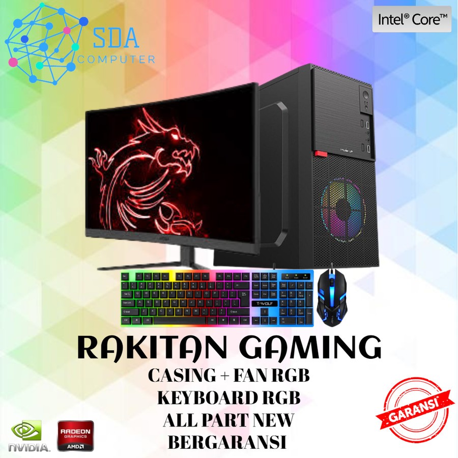 PC Gaming Intel VGA AMD/NVDIA Full Set Murah Komputer CPU Rakitan Design