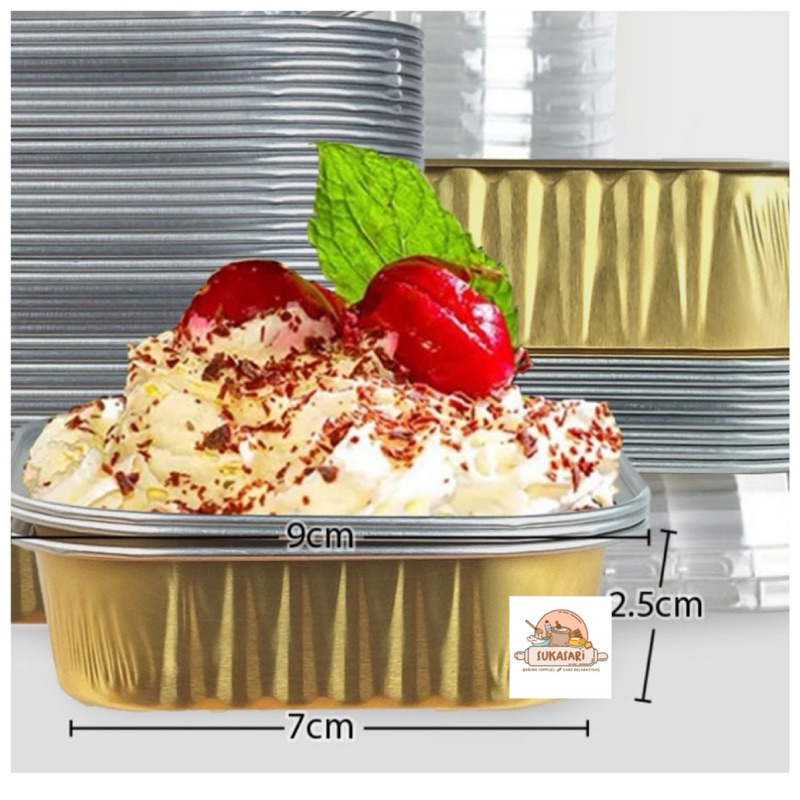 Aluminium Foil Gold emas kotak 7x7 tinggi 2.5 cm tutup packaging