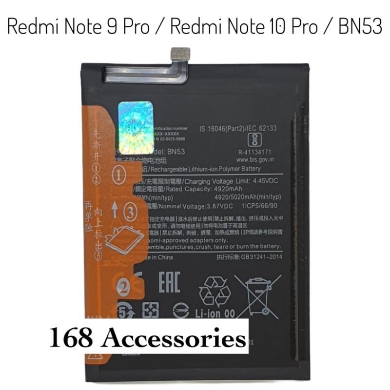 Baterai Batre Redmi Note 9 Pro / Redmi Note 10 Pro / BN53 Original Battery Batrai