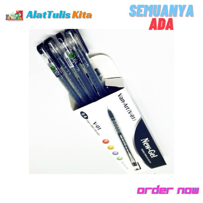 

(1 Lusin) Pulpen / Bolpen / Pen New Gel Van Art V-01 Hitam