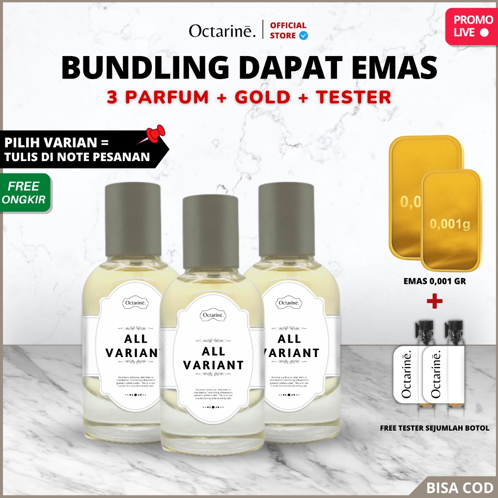 ART R95O  LELANG KHUSUS LIVE  Bundling 3 Botol Parfum 3ml Gratis Emas Bebas Pilih Variant  Octarine 