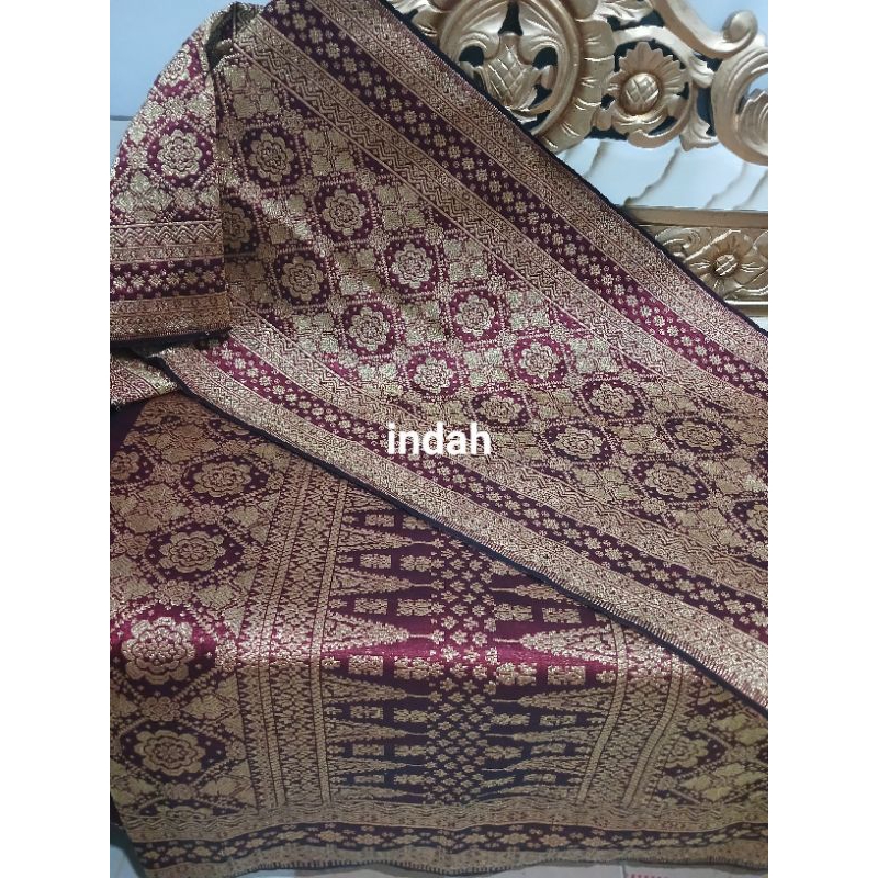 songket lepus merah marun gold