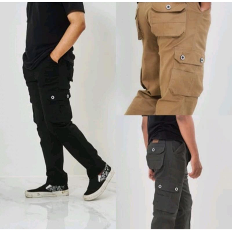 cargo panjang pria premium celana  panjang cargo panjang style  celana cargo panjang pria slimfit ce