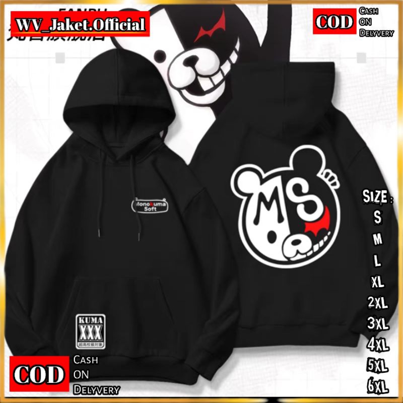 JAKET HOODIE PULLOVER MONOKUMA SOFT Jaket Pullover Kupluk OVERSIZE S M L XL JUMBO XXL XXXL 4XL 5XL 6