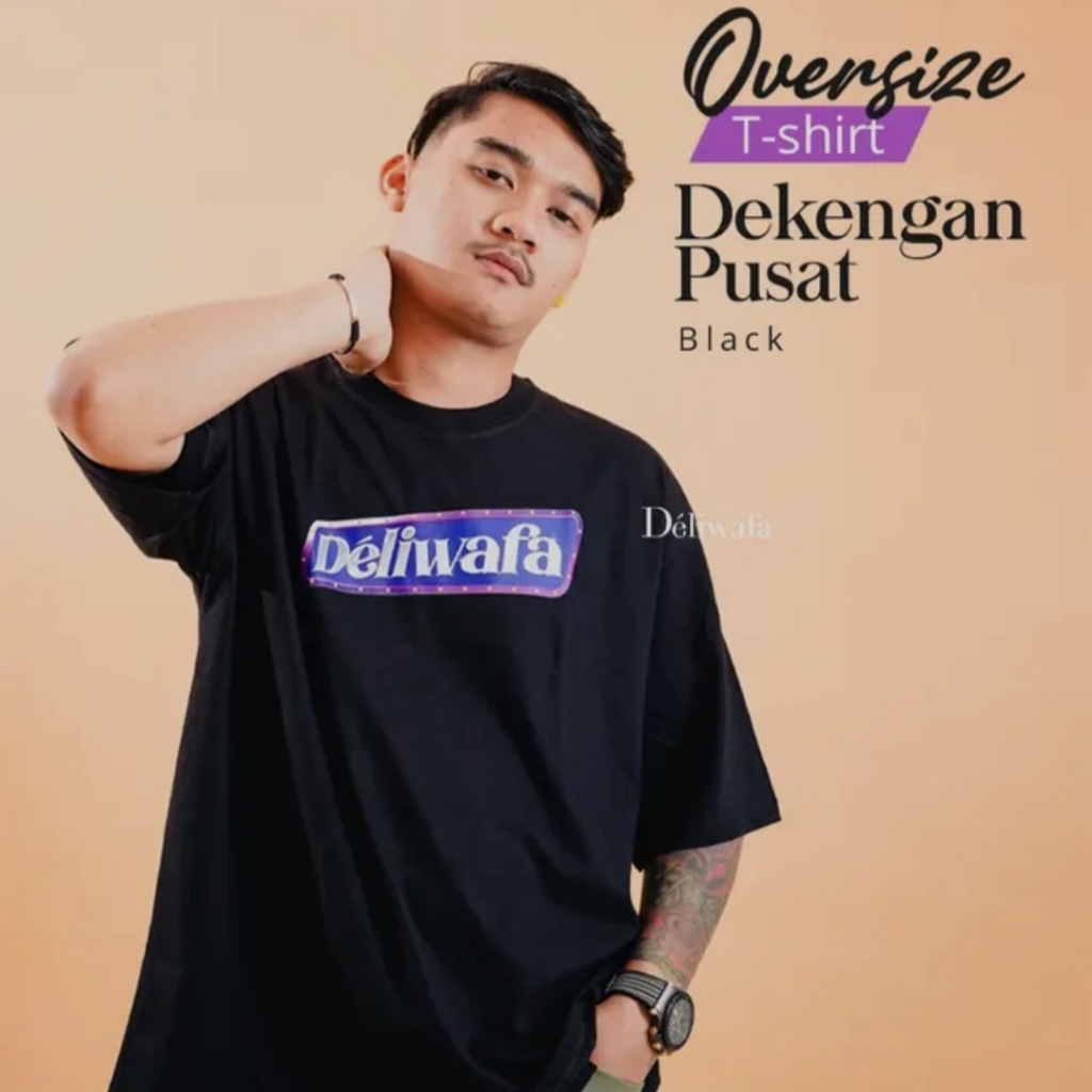 Kaos T-shirt Deliwafa Autentic Dekengan Pusat Bigsize Kaos Regular Pria Wanita Deliwafa Oversize