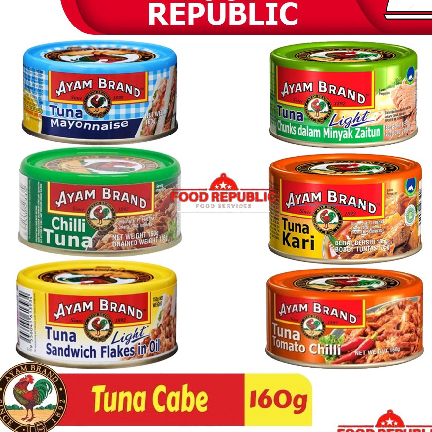 

Terlaku AYAM BRAND 16 GR IKAN TUNA KALENG RASA TOMAT CHUNKS IN OIL CABE CURRY OLIVE OIL MAYONAISE