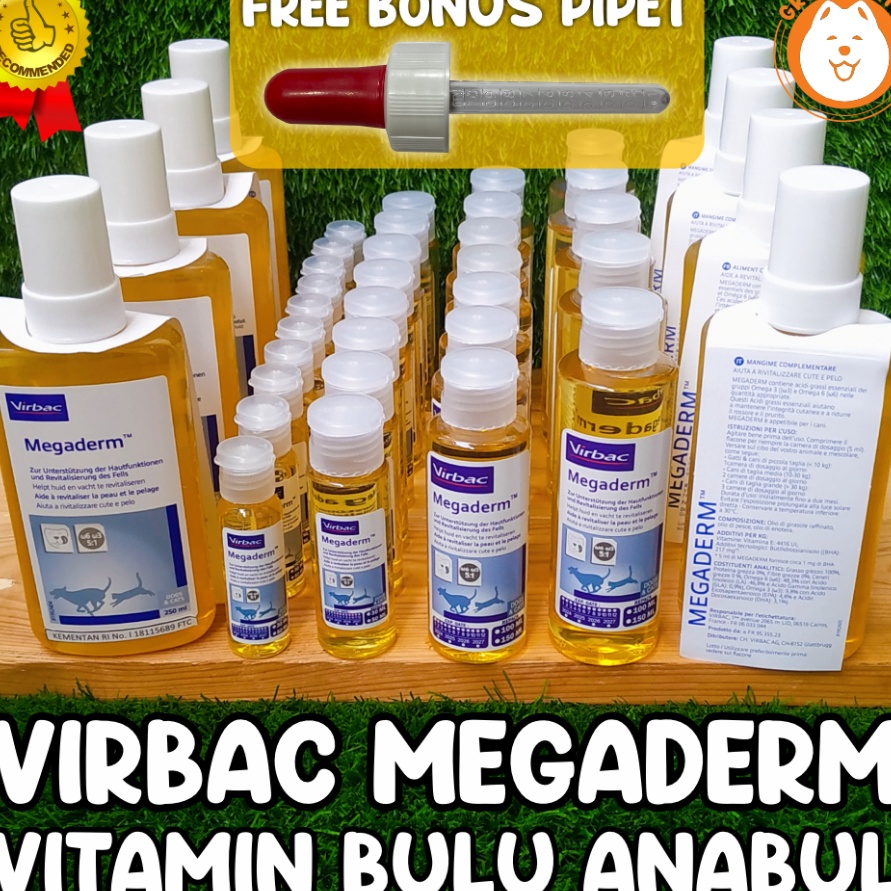 DISKON virbac megaderm  vitamin bulu kucing dan anjing  megaderm