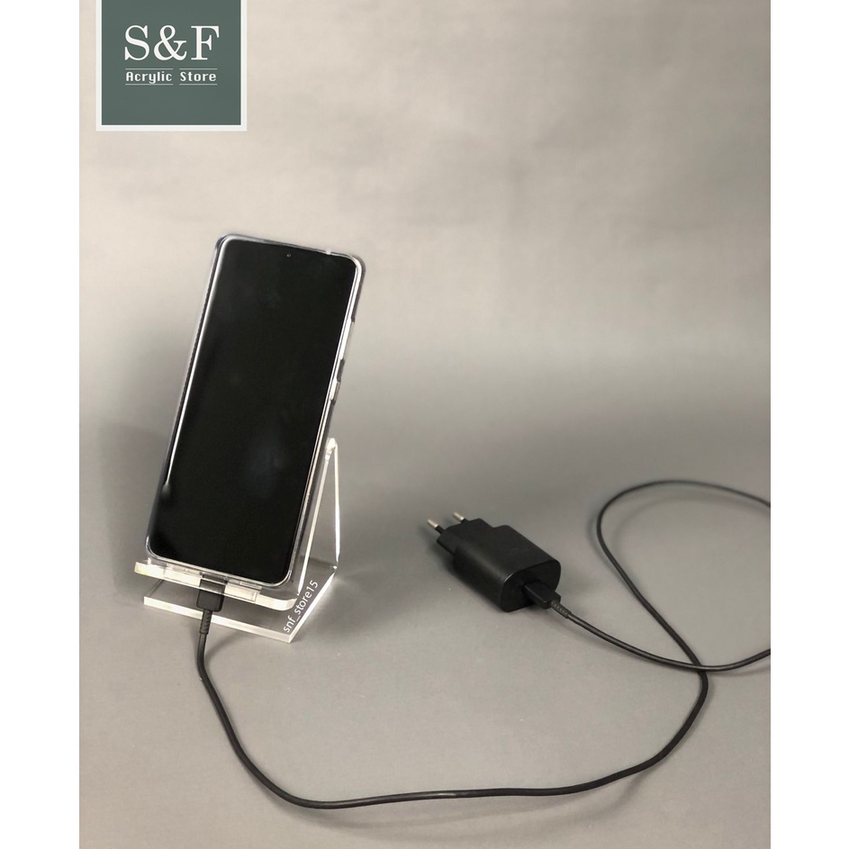 cQ ACRYLIC PHONE HOLDER  HOLDER HP  STAND HP  TATAKAN HP DI MEJA  STAND HP AKRILIK