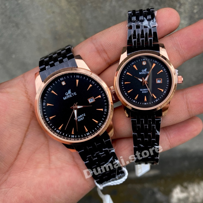 MIRETE ORIGINAL WATCH Jam Tangan Couple Analog Tanggal Aktif Tipe 8597 Stainless Water Resistant Fre