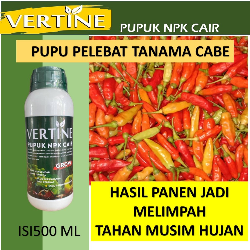 (promo cod) pupuk vertine grow 500 ml Pupuk Tanaman Penyubur Daun Dan Buah cabe rawit - pupuk Obat P