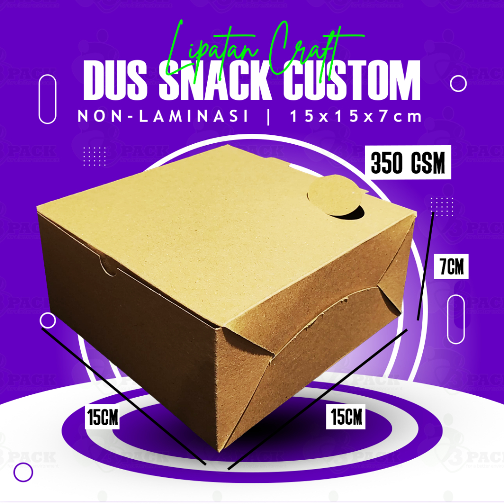 kotak kue warna coklat / snack box kue / jajan pasar / dus roti ukuran 15x15x7 Craft non-laminasi