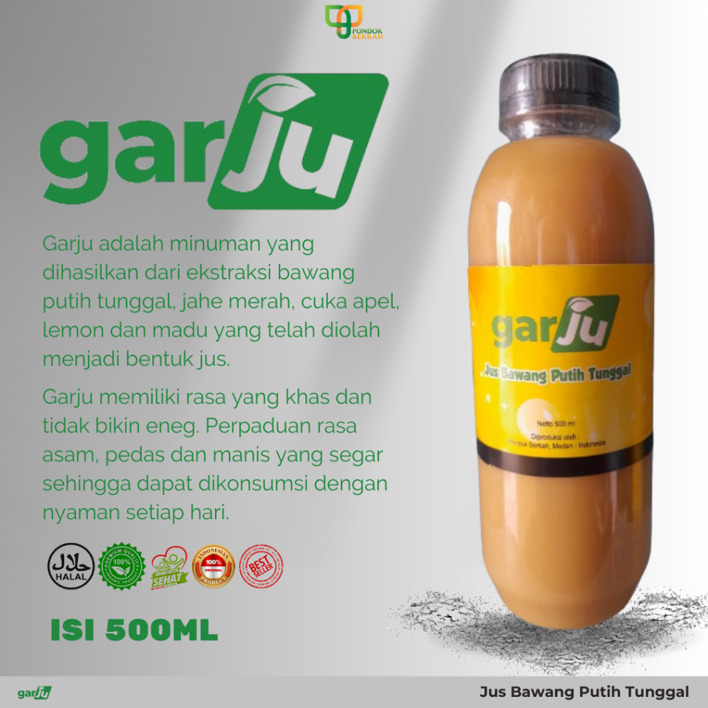 

GARJU Jus Bawang Putih Tunggal Jahe Merah Lemon Cuka Apel Madu Asli Isi 500ml Terlaris