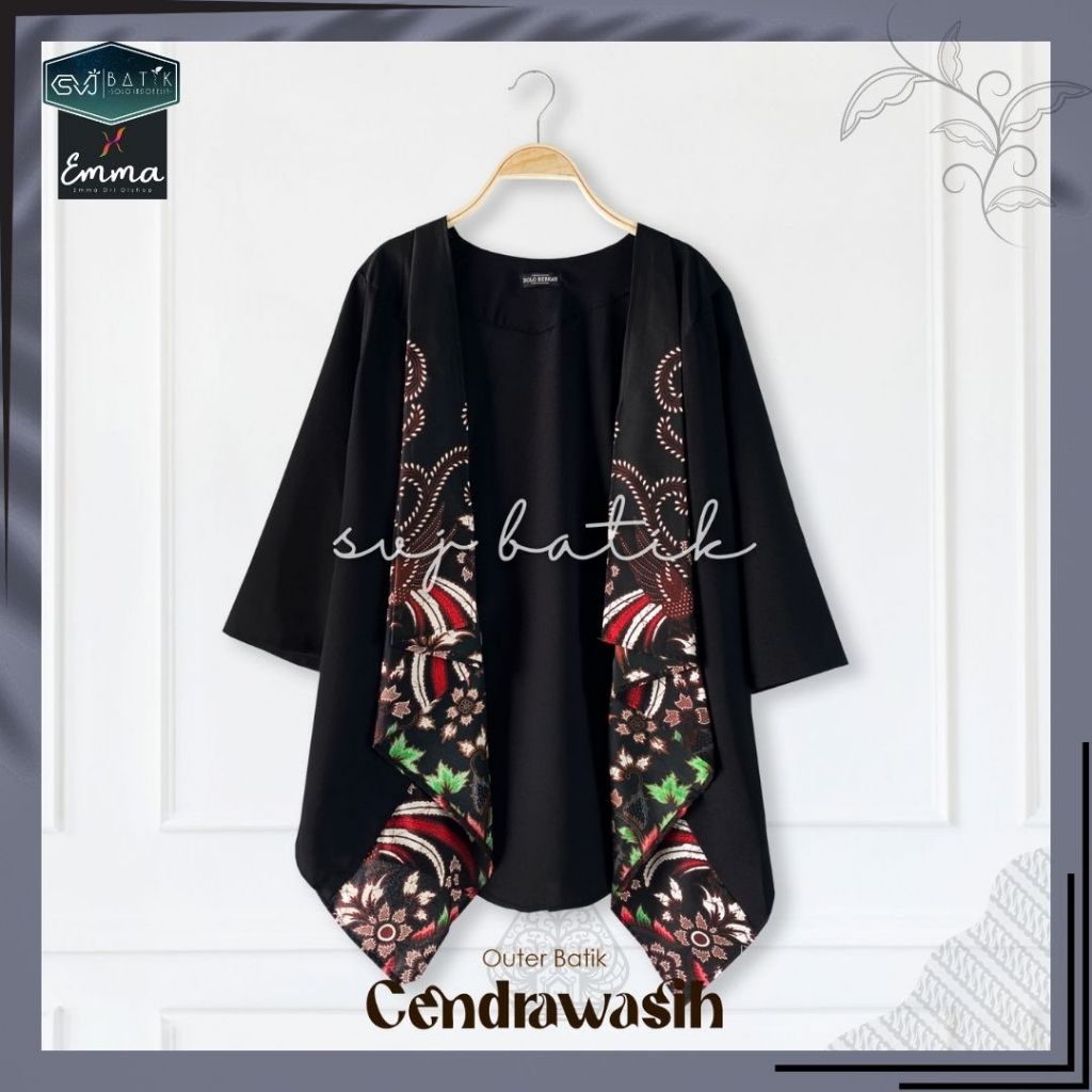 ATASAN BATIK WANITA OUTER BATIK CARDIGAN BATIK SOGAN HITAM COKLAT CREAM ORI SVJ BATIK