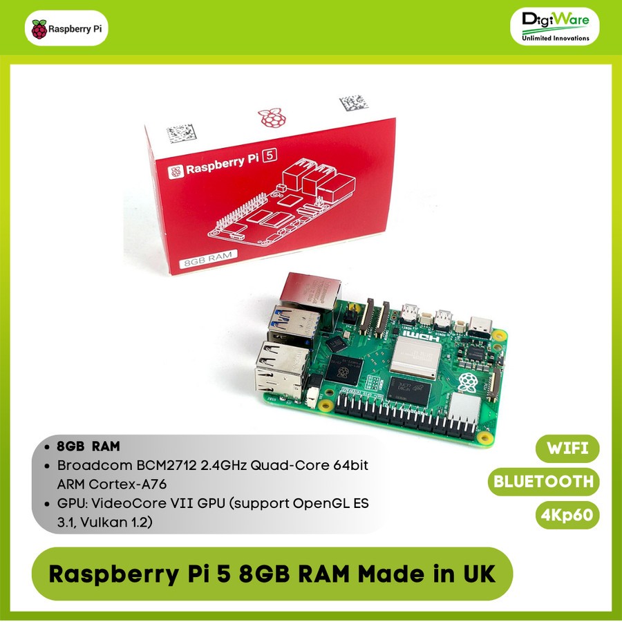 Raspberry Pi 5 8GB RAM Made in UK | Mini PC Raspi 5 | Raspberry pi 5