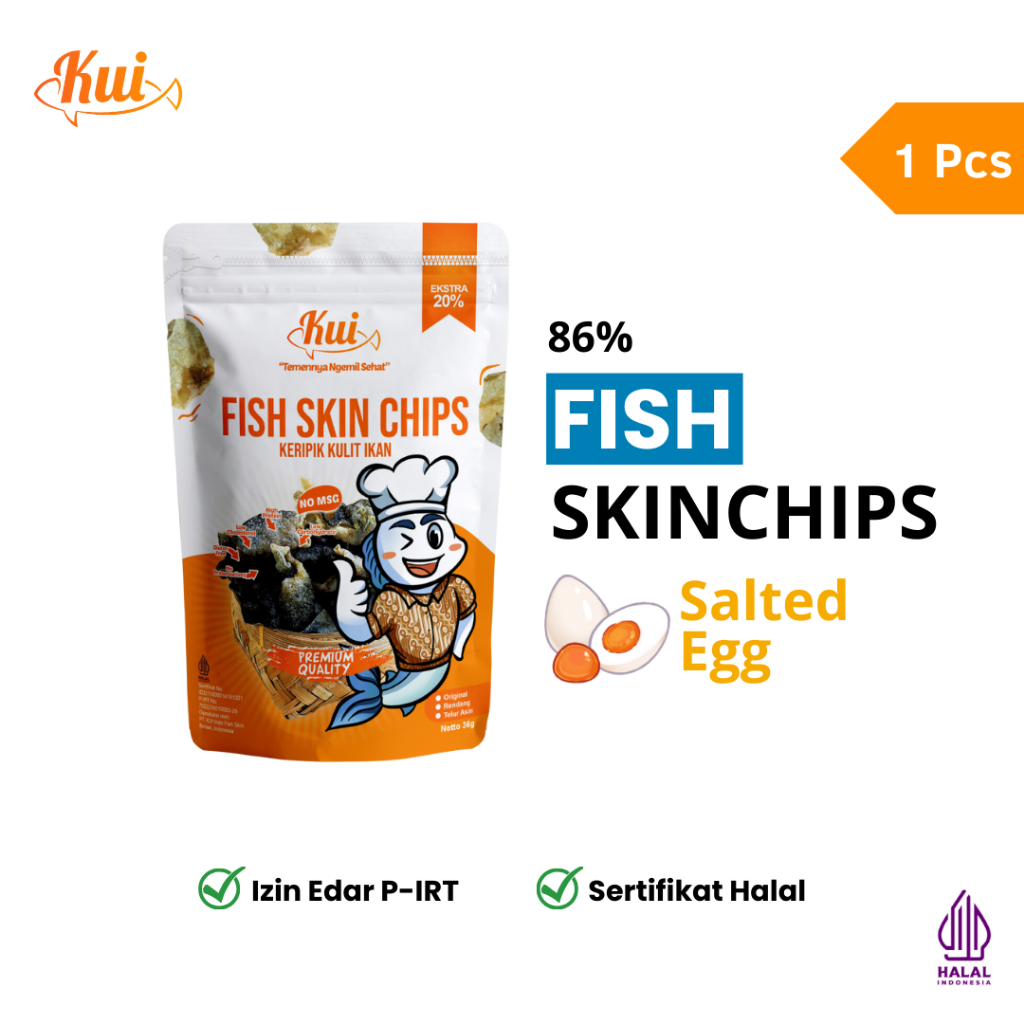 

KUI Fish Skin Chips : (Keripik Kulit Ikan Dori) - Salted Egg 1 pcs