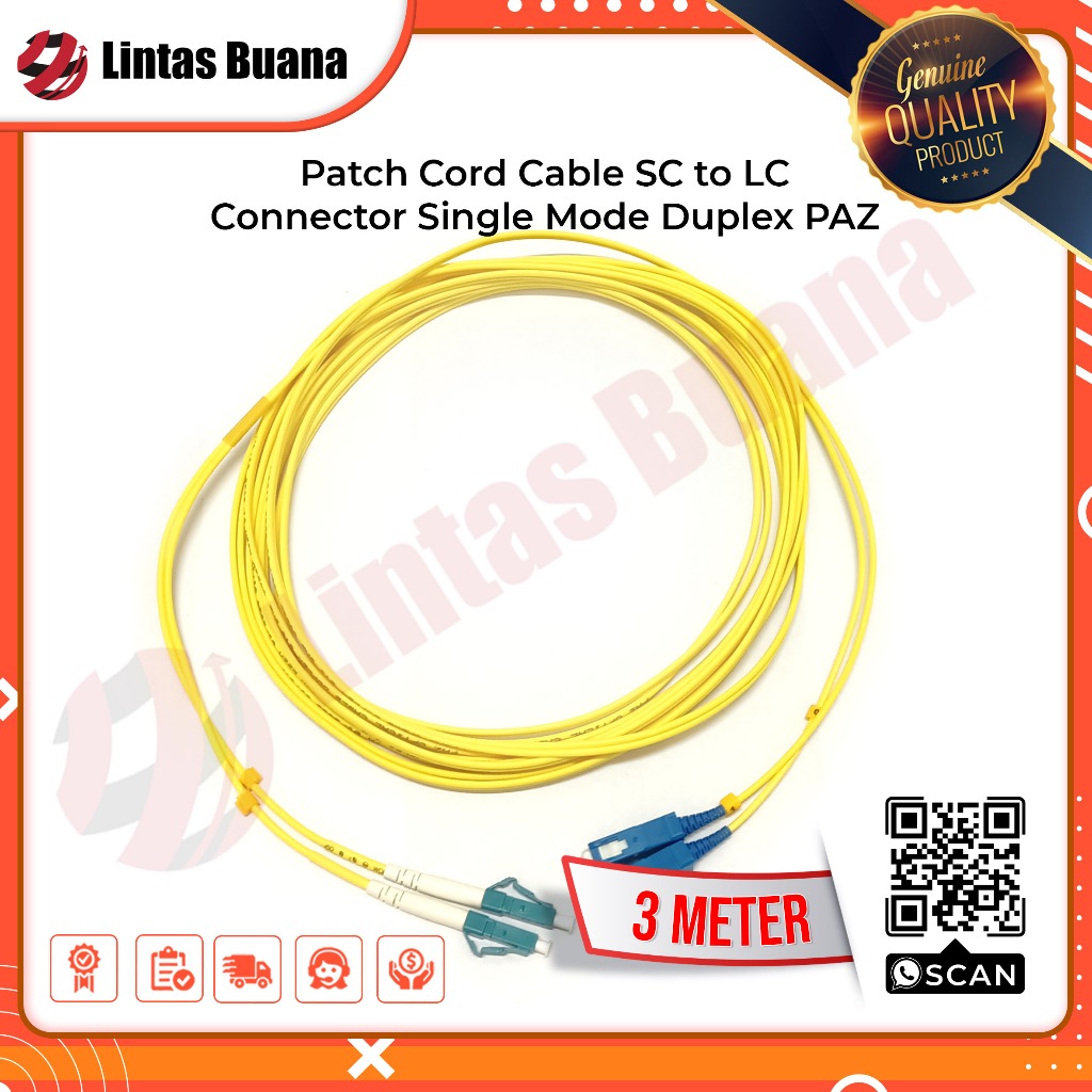 PAZ Patch Cord Cable SC to LC upc Single Mode Duplex | SC-LC | SC LC