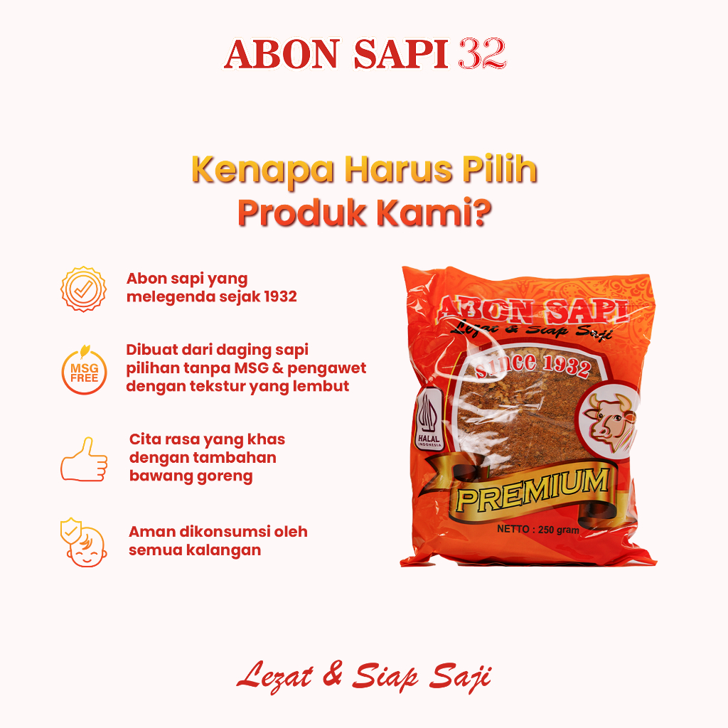 

wiw Abon SAPI 32 250GR Asli Premium Lezat dan siap saji Tanpa Pengawet