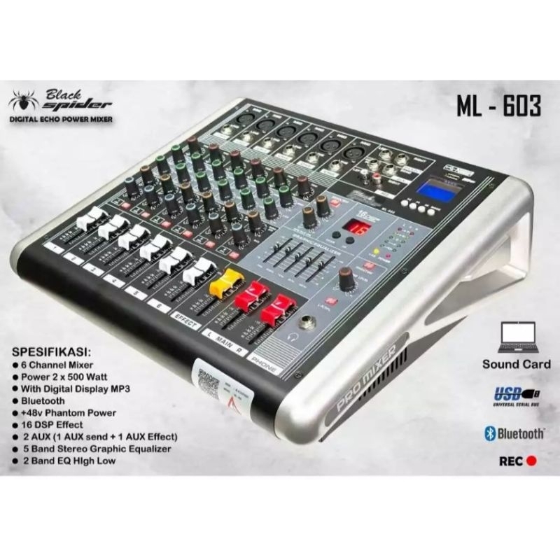 Power Mixer Black Spider ML 603 6 chanel blackspider ml603 6 chanel