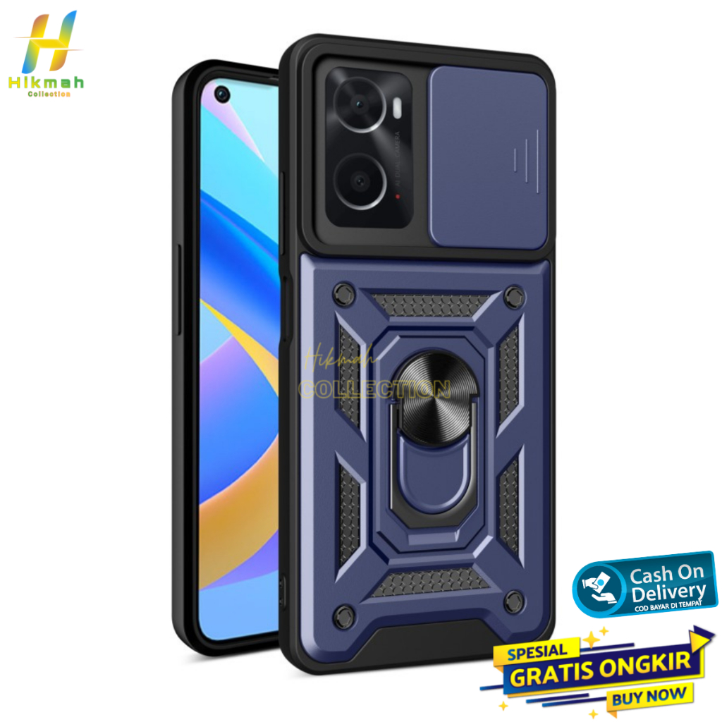 Oppo A36 A76 A96 4G Case Slide Camera Military Ring Magnetic Premium Grade Armor Kick Stand Shockpro