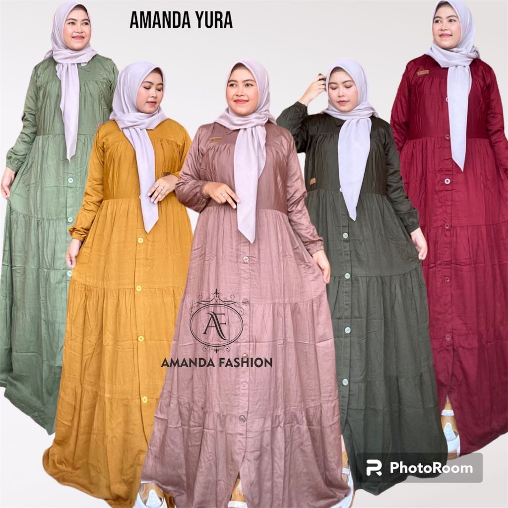 Gamis Amanda Yura Polos Canda Tumpuk Rayon Twill Premium (Free Goodibag & Pouch)