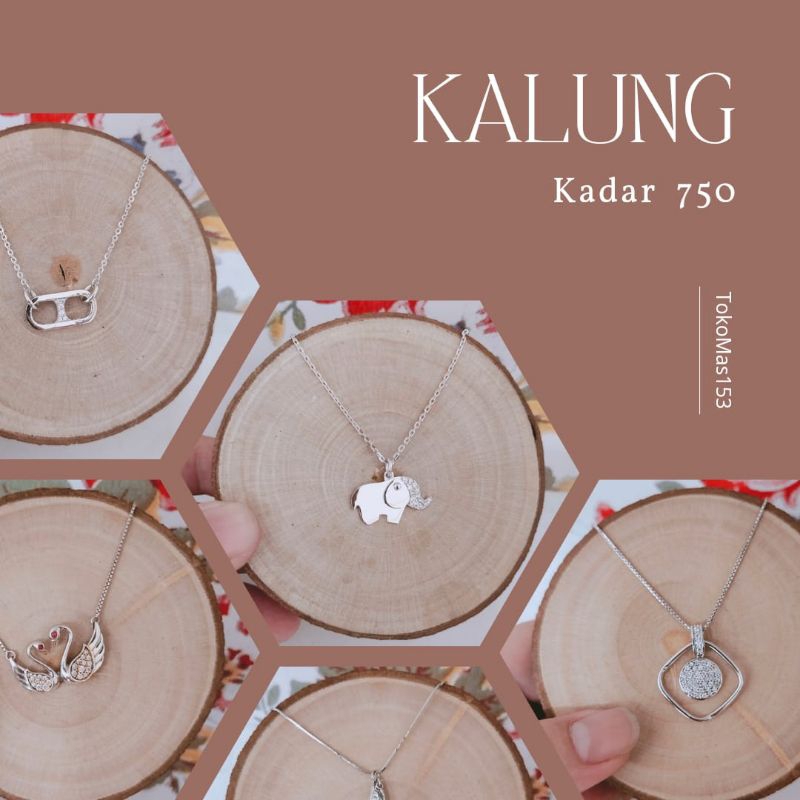 WAJIB TANYA STOK Realpict Kalung Berliontin Emas Putih Asli Kadar 750