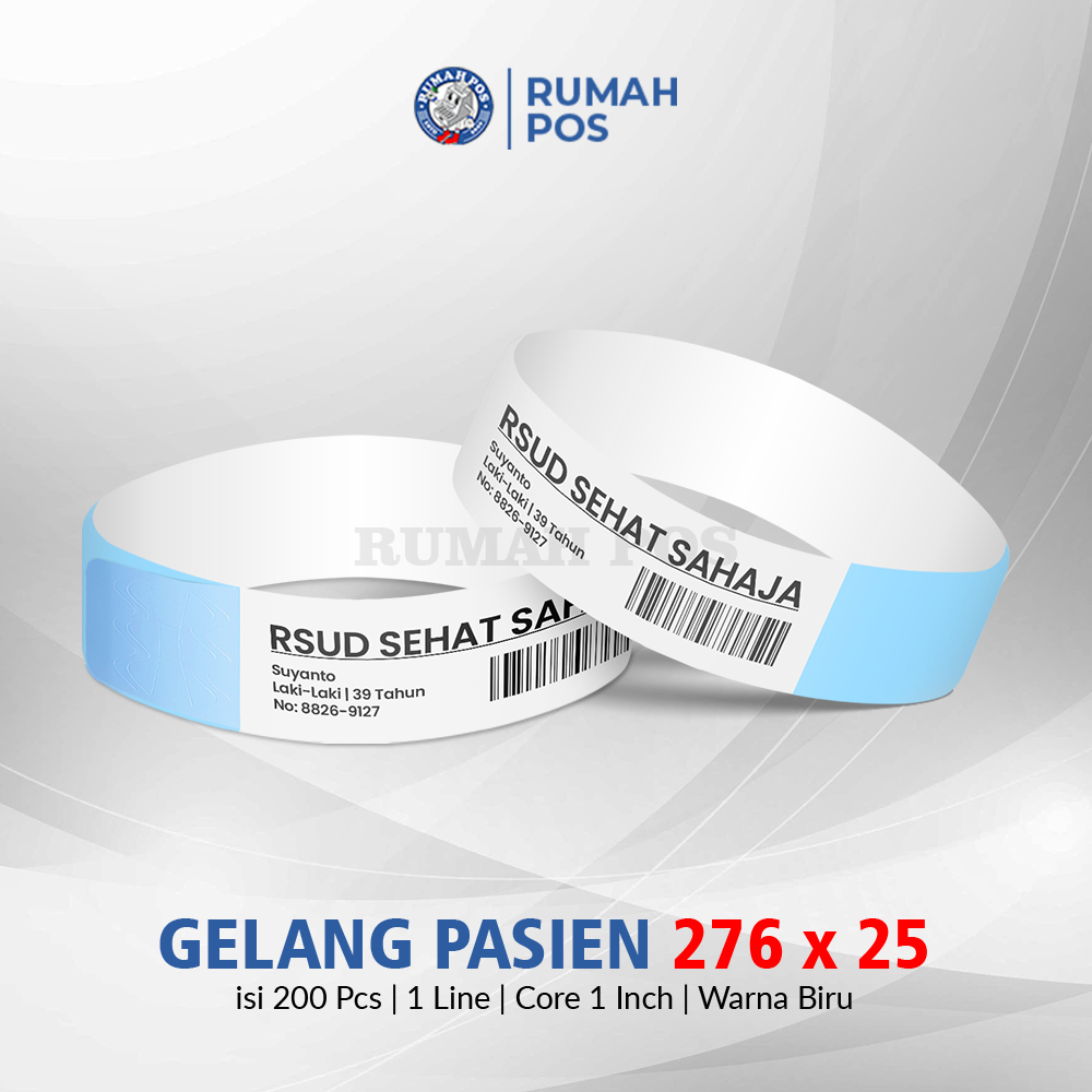 

Gelang Pasien 275x26 mm Direct Thermal Wristband Dewasa Biru 200 Pcs