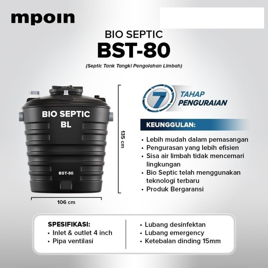 MPOIN SEPTIC TANK BIOPLUS/SEPTIC TANK PENGOLAHAN LIMBAH BIOPLUS 80