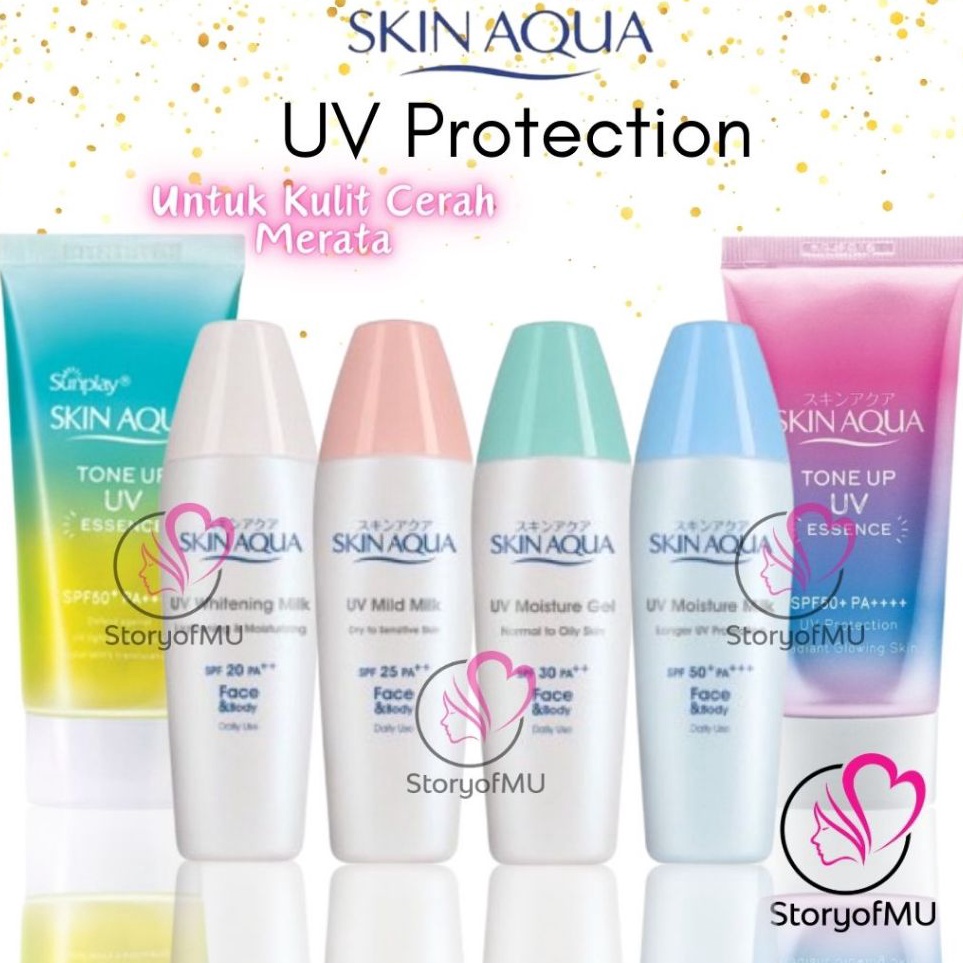 BPOM SKIN AQUA UV Sunscreen Series Moisture Mild Whitening Milk  Gel  Tone UP UV Essence Mint Green  4gr ART D2H7