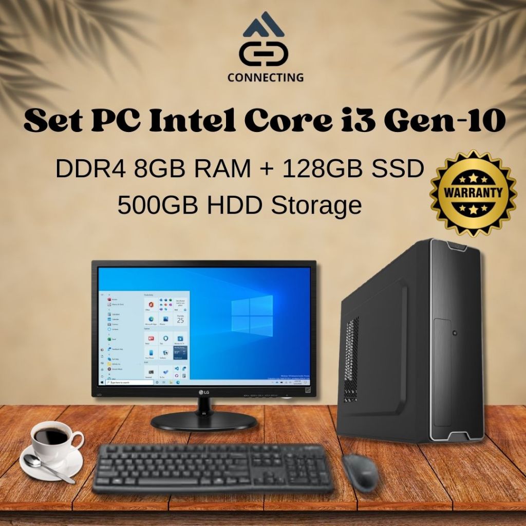 Set PC Slim Intel Core i3-10105 Gen-10 RAM 8GB SSD Rakitan Office