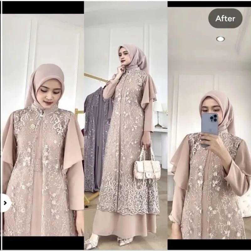 SET GAMIS NAMIRA OUTER TILLE  LENGAN DIAMOND NO PASMINA / GAMIS JUMBO ( BISA BELI OUTER SAJA / SATU 