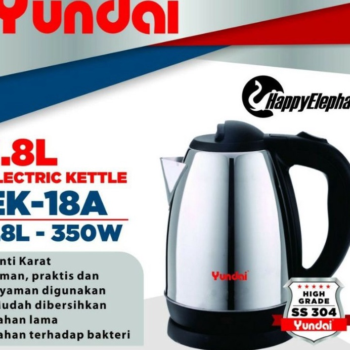 Super promo YUNDAI KETTLE LISTRIK 18LITER EK18A 35 WATT TEKO AIR PANAS STAINLESS LOW WATT MURAH ORI 