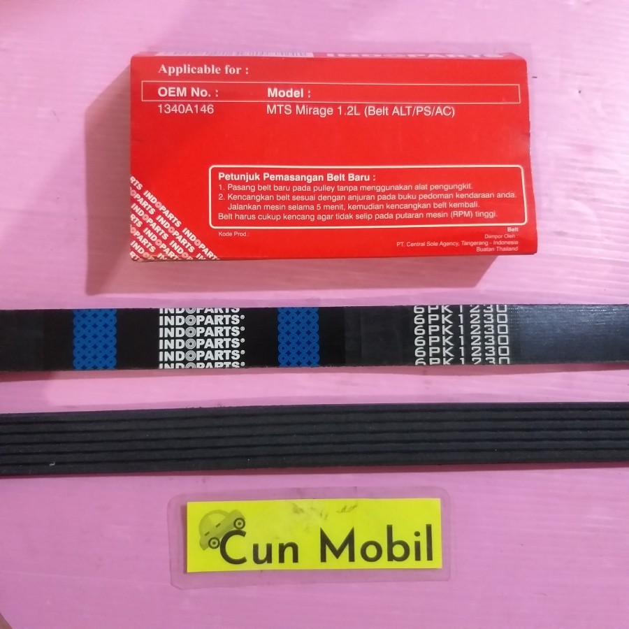 Ribt belt van belt Indoparts 6PK 1230 Mirage 1.2 L untuk ALT PS AC Terjual 4  • bintang5 (2 rating)
