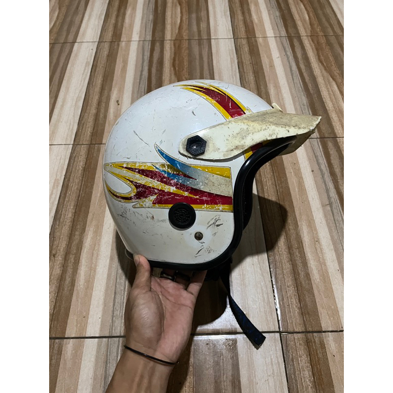 jual helm jadul Yamaha lidah api Warna Merah second original
