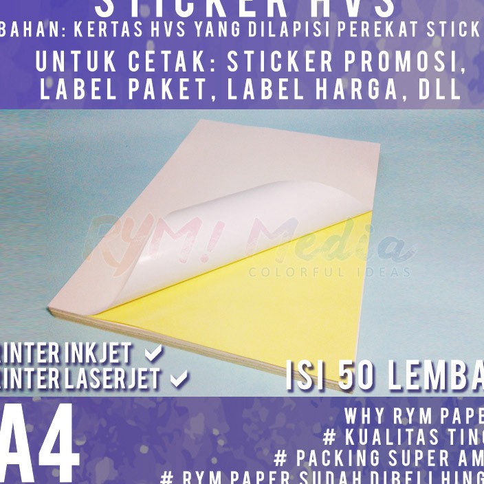 

XC26619 Sticker HVS A4 isi 5 lembar Kertas Stiker Inkjet Doff Matte A4
