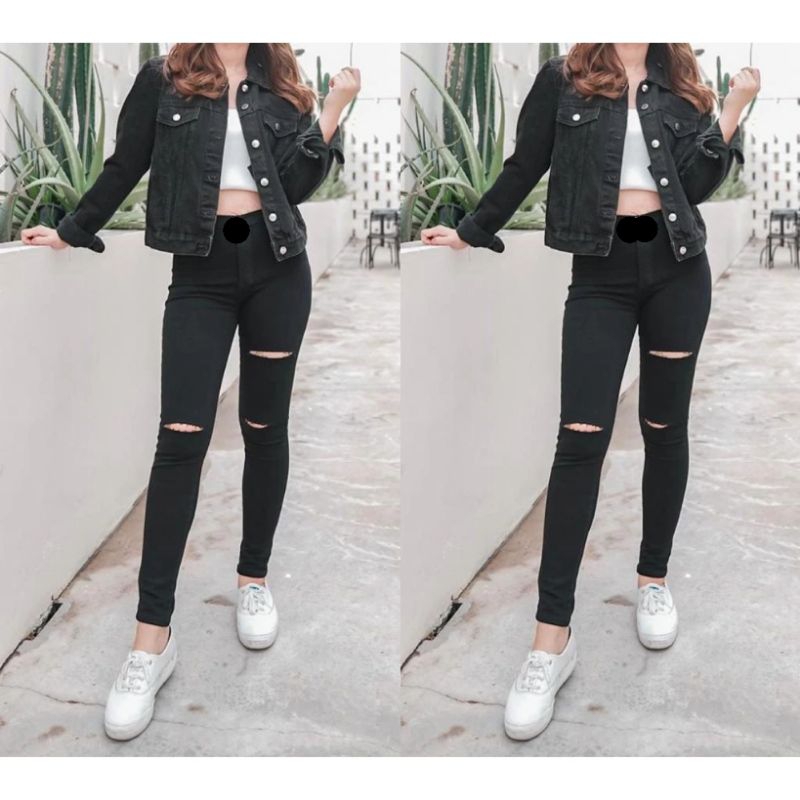 Legging panjang sobek trend Import - Legging wanita New Import