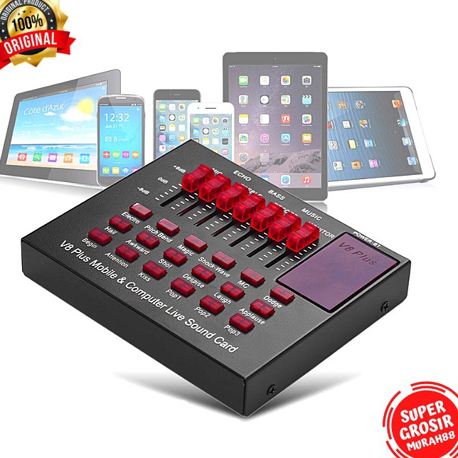 TERKENAL Soundcard V8 Plus V8S V8U V8 Bluetooth Live Streaming Mic Condenser