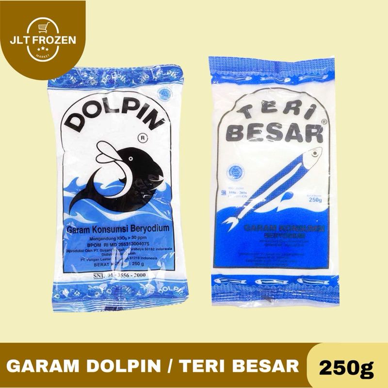 

Garam Halus Konsumsi Beryodium Dolpin / Teri Besar / Cap Koki 200g / Cap Kapal 250g