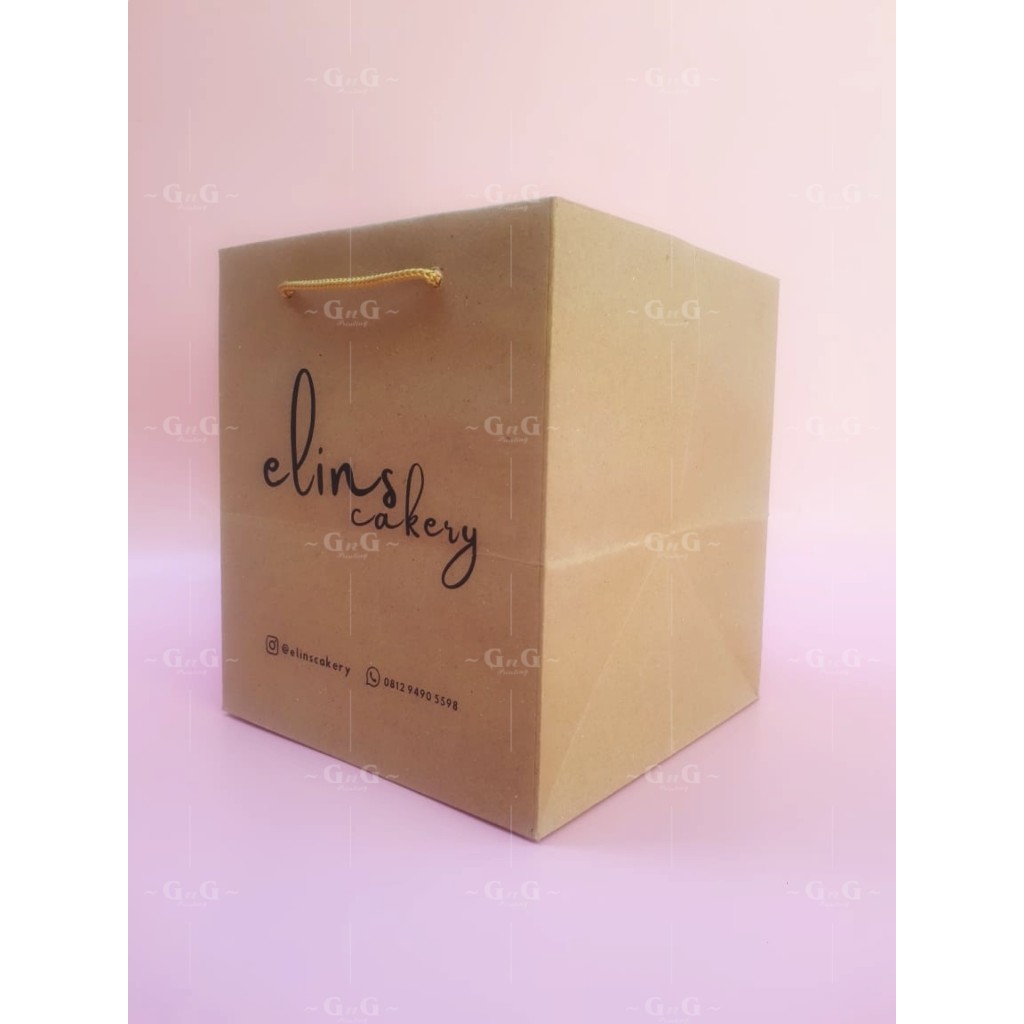 

Paper Bag Custom Print / Paper Bag Sablon / Kotak Nasi / Kue / Cake / 16x16x18 / Min. 100pcs