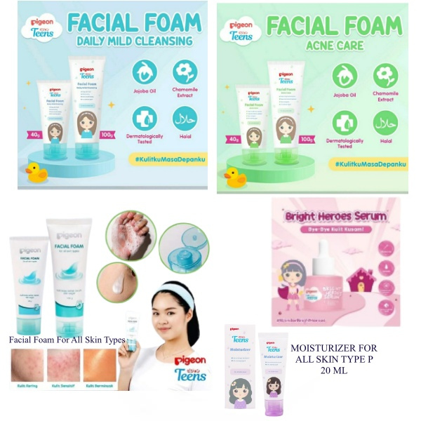 PIGEON FOR TEEN Sabun cuci muka FACIAL FOAM  ALL SKIN TYPES / DAILY MILD CLEASING / ACNE CARE  100GR