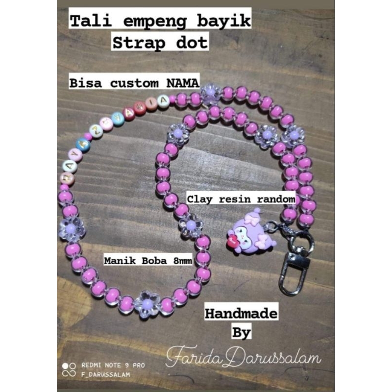Tali Dot bayi/kalung empeng dot bayi/Custom NAMA