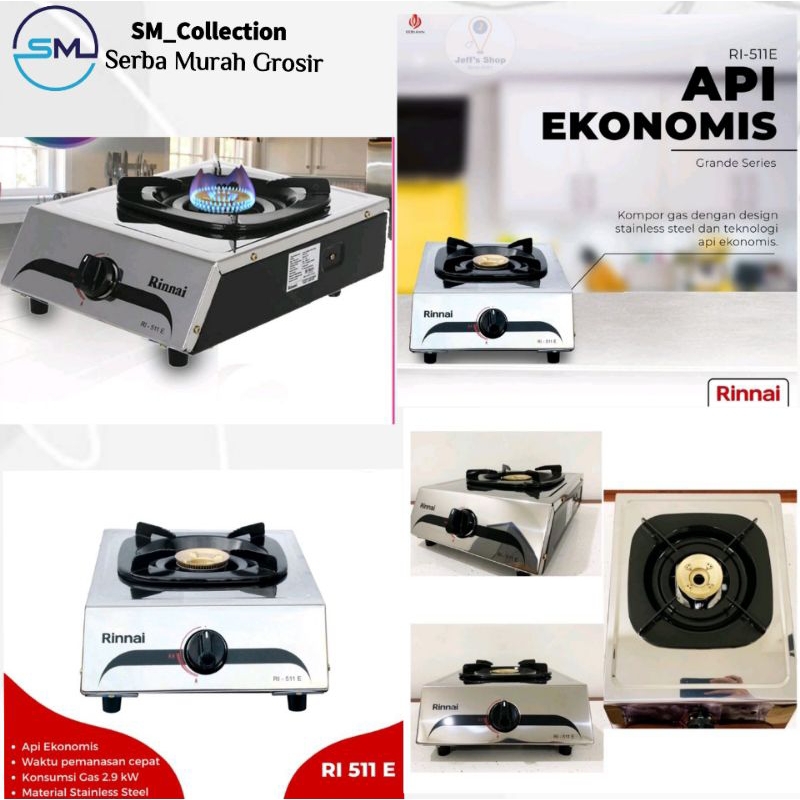kompor gas/kompor stenlis/kompor anti karat/kompor rinnai 1 tungku 511E