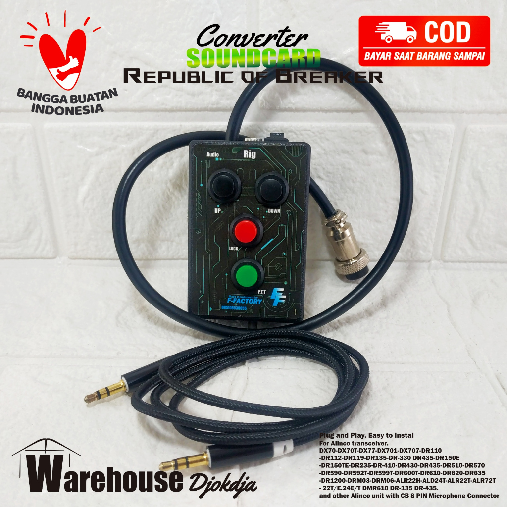 PTT Box Untuk Radio Komunikasi Rig Alinco DR Series ke Soundcard / Mixer DR-130 DR-135 Dll