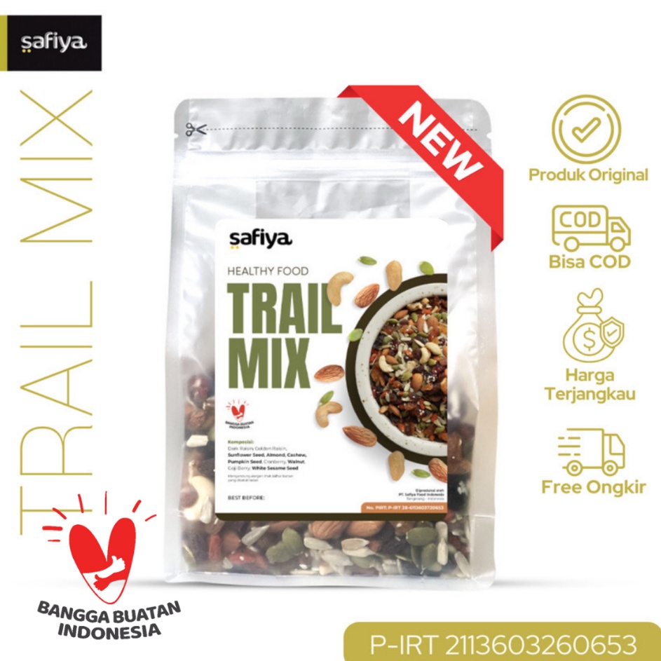 

TERBARU Trail Mix Original 25 Gram Dried Fruit Seed Nut Roasted Snack Safiya